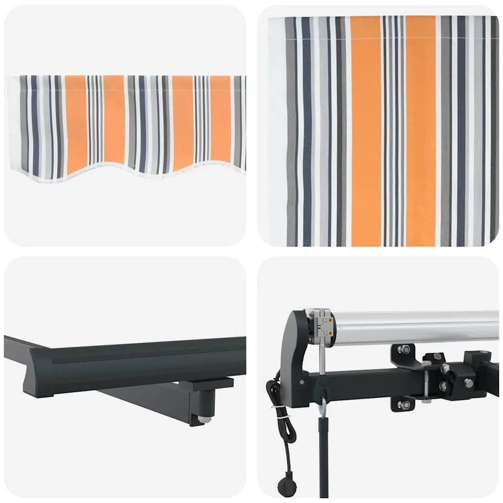 Toldo Retrátil Automático Listrado Multicolorido 400x300 cm