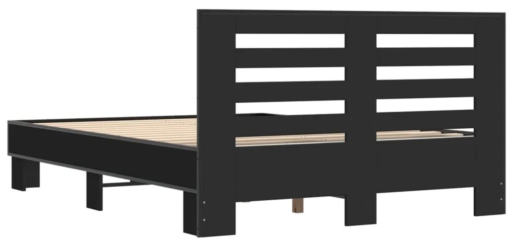 Estrutura de cama 135x190 cm derivados de madeira/metal preto