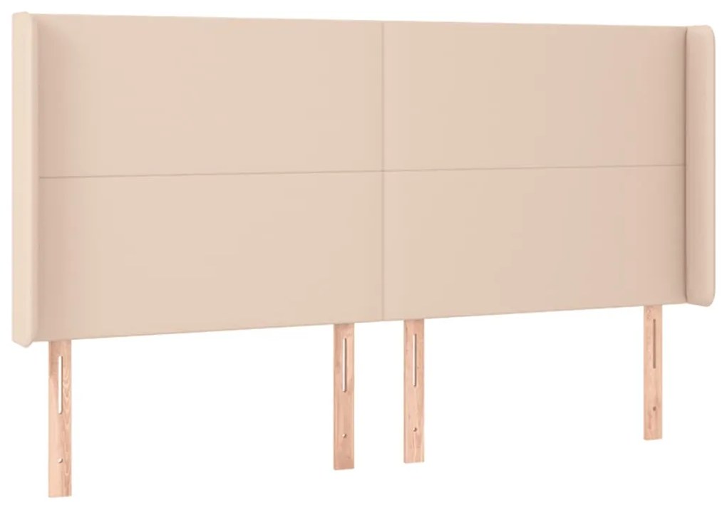 Cabeceira cama c/ LED couro artif. 163x16x118/128 cm cappuccino
