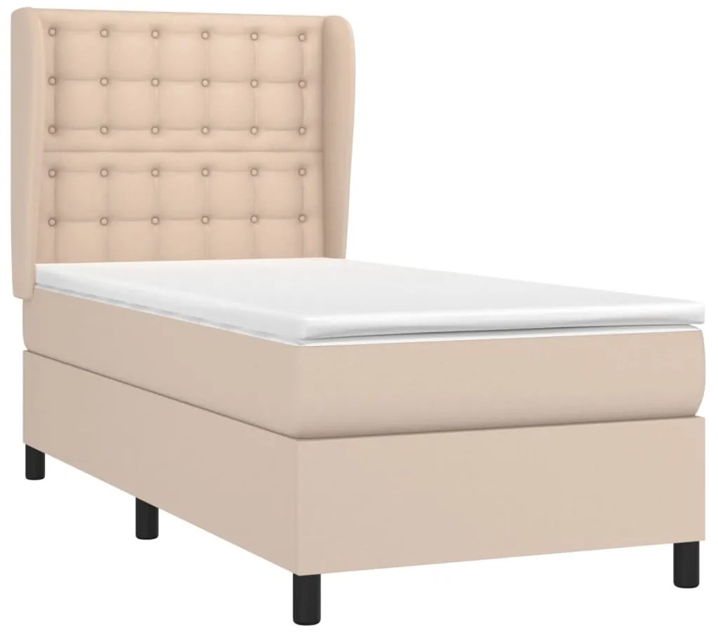 Cama com molas/colchão 100x200 cm couro artificial cappuccino