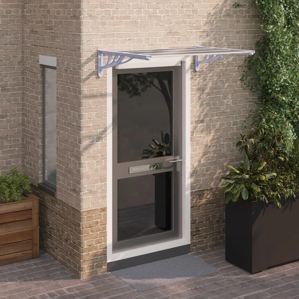 153690 vidaXL Toldo para porta 122x90 cm policarbonato cinzento/transparente
