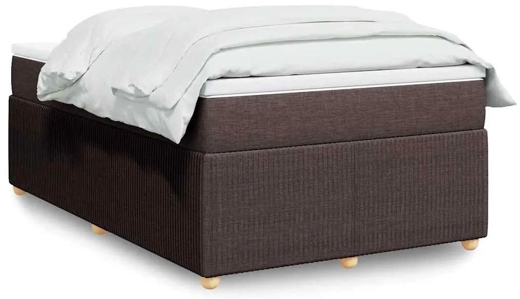Cama boxspring com colchão 120x190 cm tecido castanho-escuro