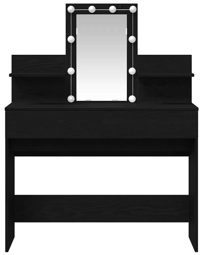 Mesa de Maquiagem vidaXL com LED Carvalho Preto 100x40x130 cm