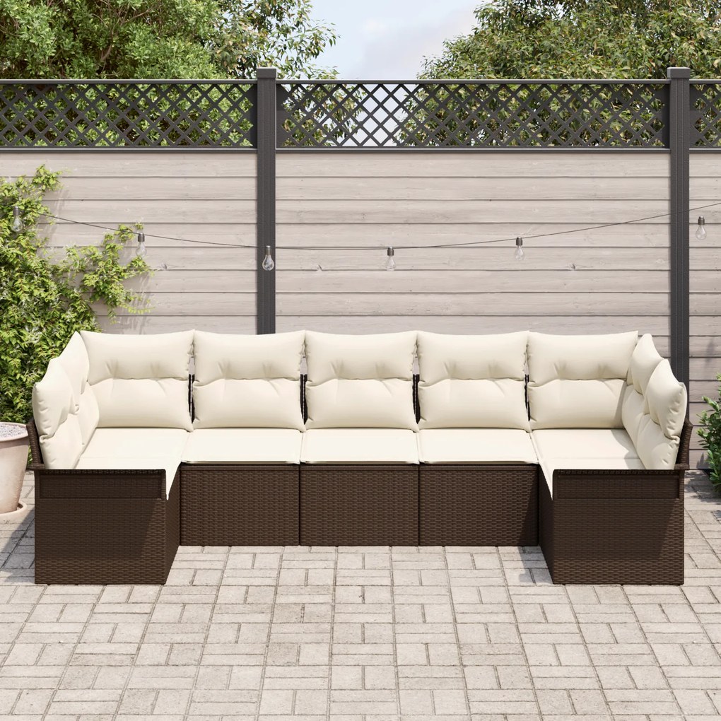 Conjunto de Sofás de Jardim vidaXL de 7 Peças com Almofadas Castanho R