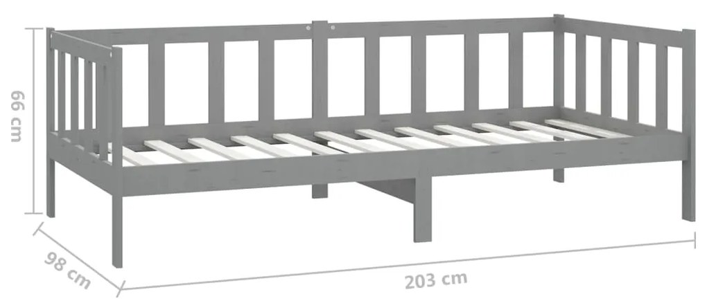 Sofá-cama com colchão 90x200 cm pinho maciço cinzento