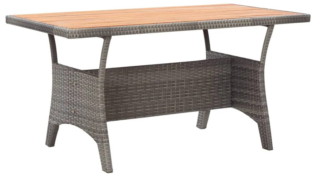 3 pcs conj. de jantar para jardim vime PE e acácia maciça