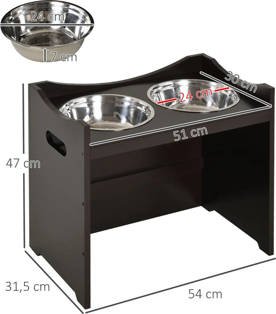 PawHut Comedouro para Cães Elevado Comedouro para Cães com 2 Tigelas d