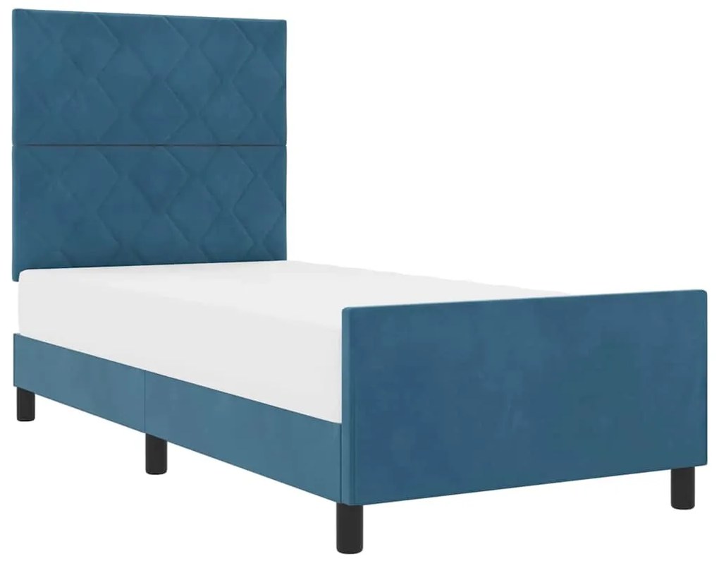 Estrutura de Cama vidaXL Azul Escuro 90x190 cm Veludo