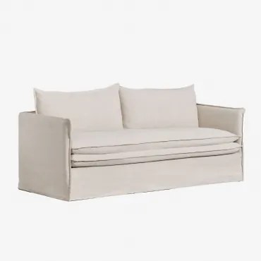 Sofá De 3 Lugares Em Linho E Algodão Grace Tecido Beige - Sklum