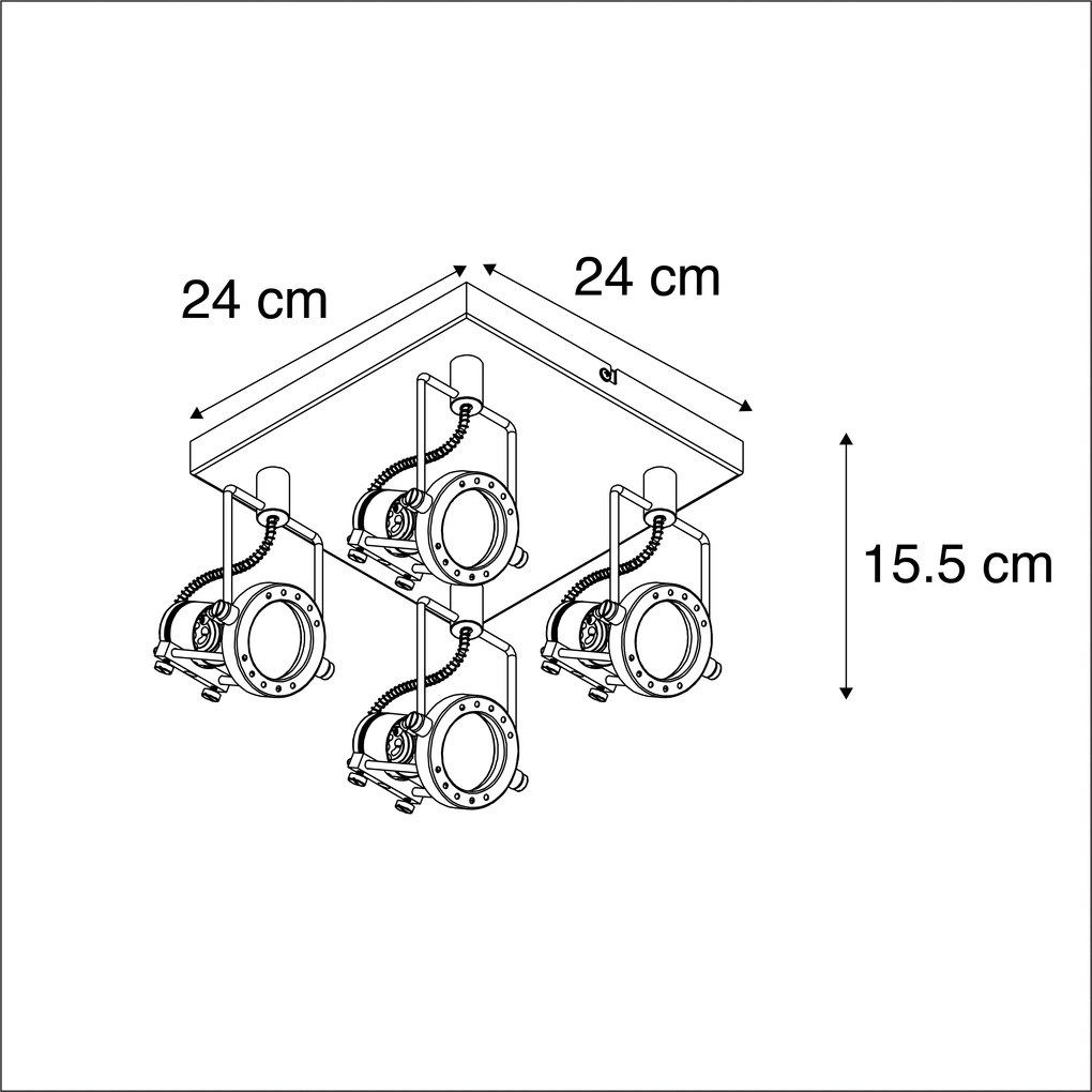 Foco industrial em aço com 4 luzes rotativas e inclináveis - Suplux Industrial,Moderno