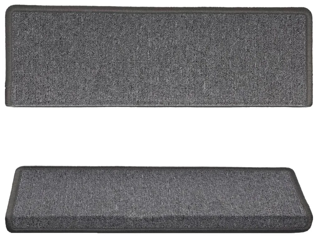 Tapete/carpete para degraus 15 pcs 65x21x4 cm cinzento-escuro