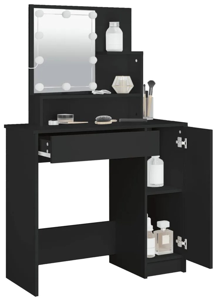 Toucador com luzes LED 86,5x35x136 cm preto