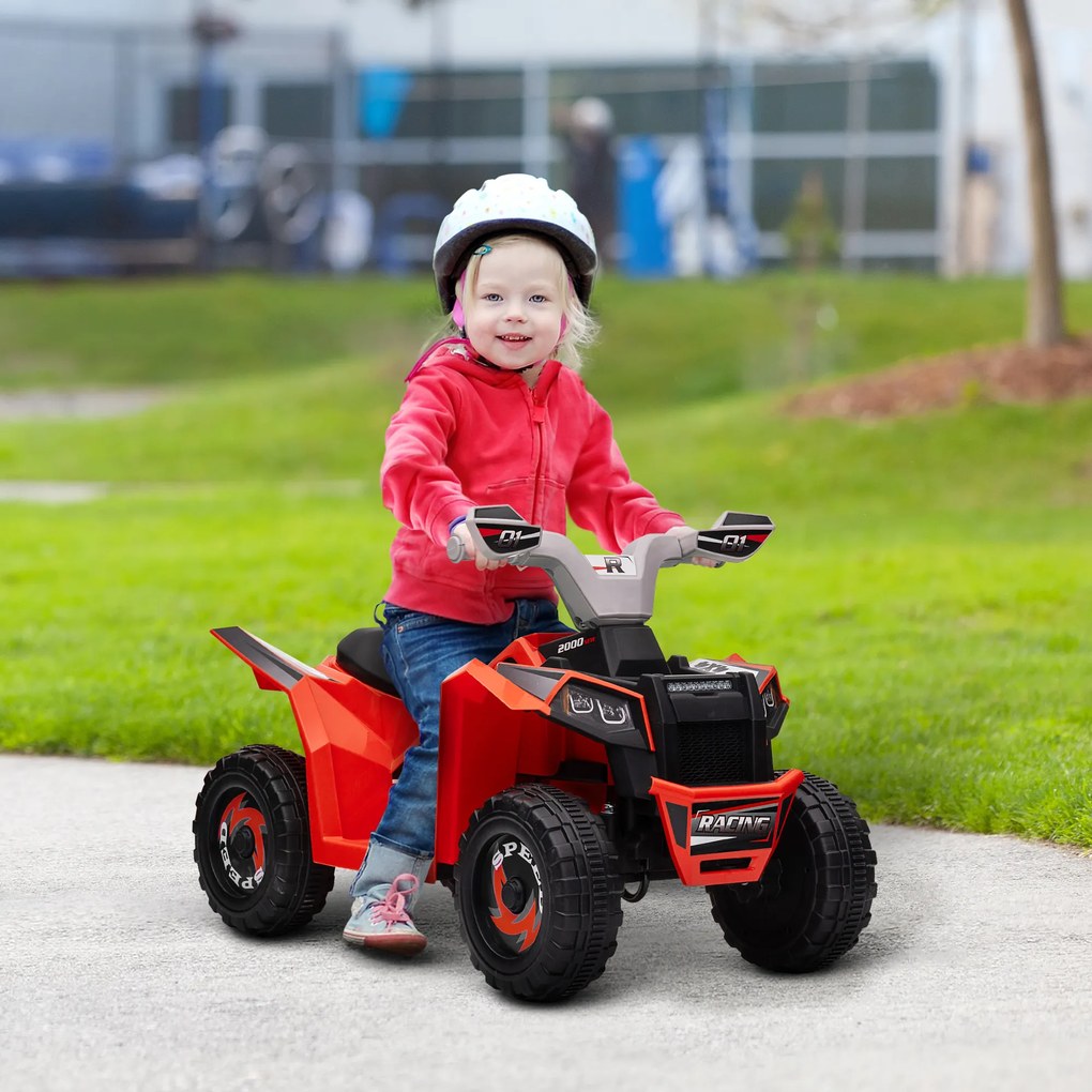 Moto 4 elétrica para crianças de 18 a 36 meses, a bateria de 6 V com marcha à frente e atrás, 70 L x 41,5 L x 48,5 A cm, vermelho