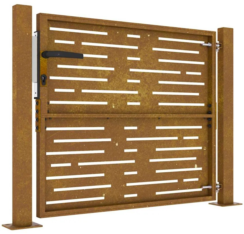 Portão de jardim 105x80 cm aço corten design quadrados