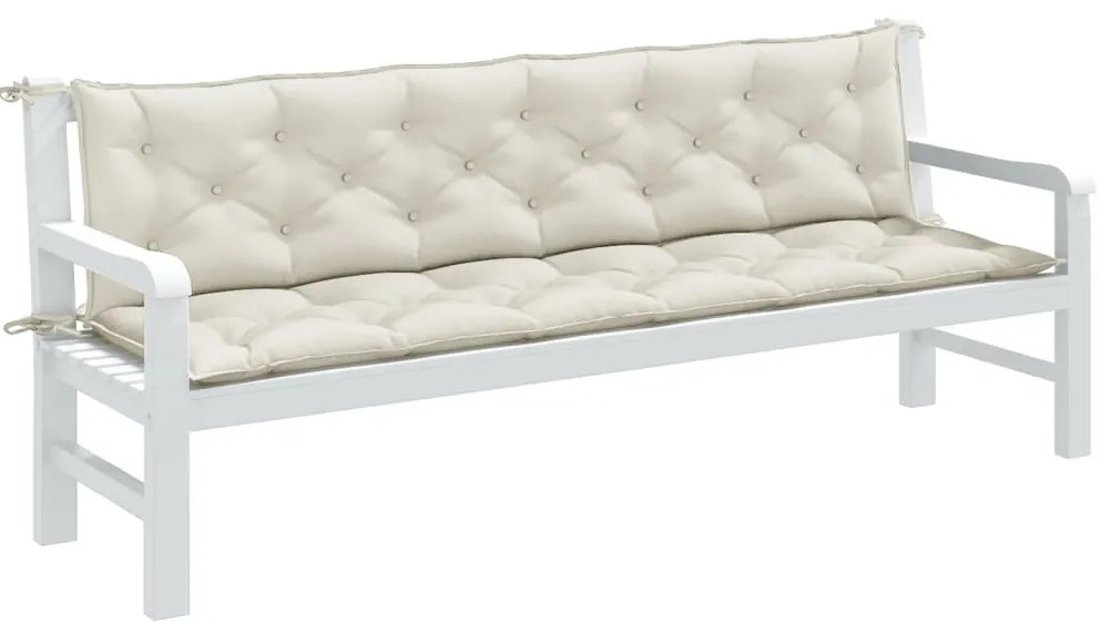 Almofadões banco jardim 2pcs 200x50x7cm mesclado tecido creme