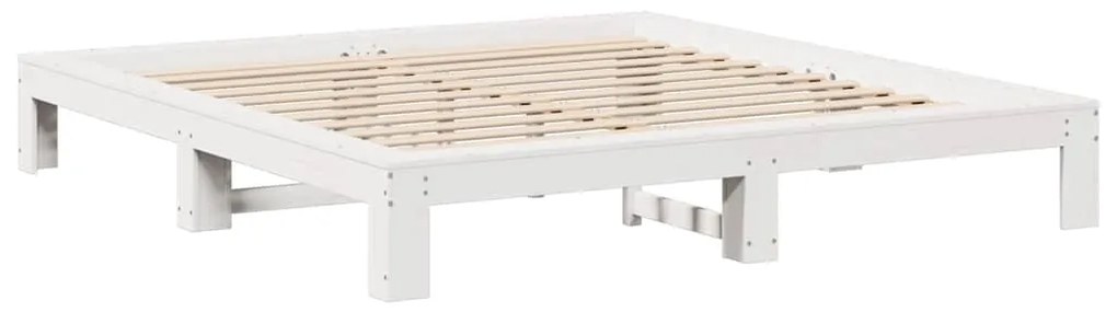 Cama sem colchão 140x190 cm madeira de pinho maciça branco