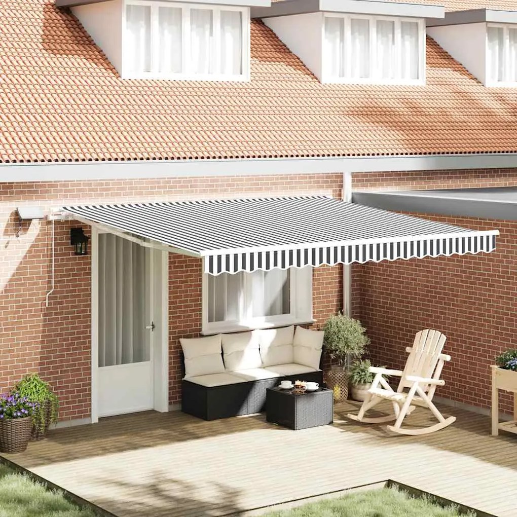 vidaXL Toldo retrátil manual com luzes LED 400x300cm antracite/branco