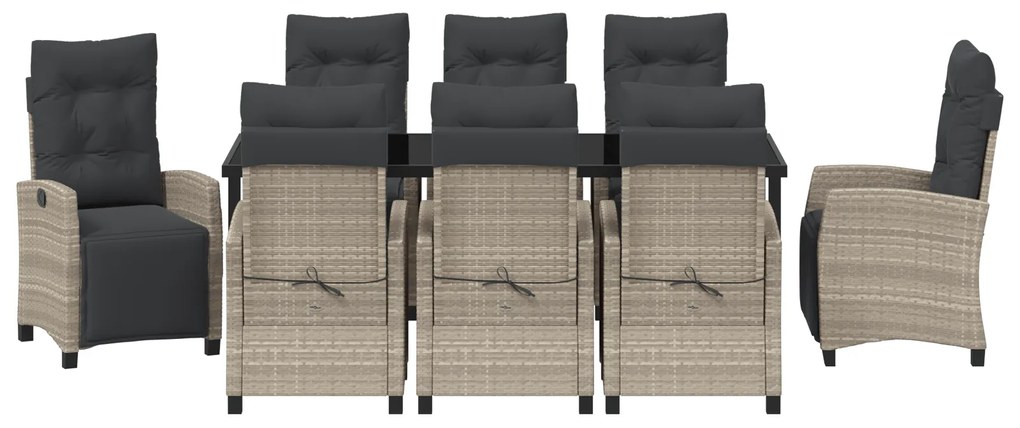 Conjunto de Jantar de Jardim 9 Peças Cinza Claro Rattan Poliéster