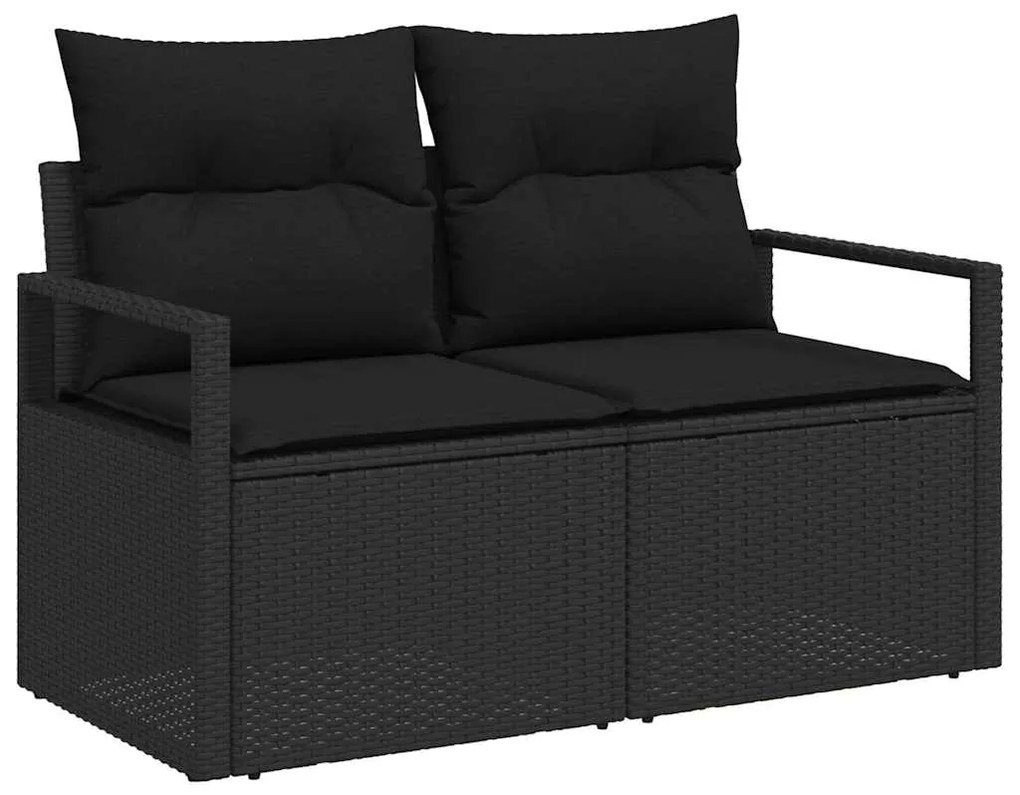 Conjunto de Sofás de Jardim com 9 Peças vidaXL com Almofadas Preto Rat