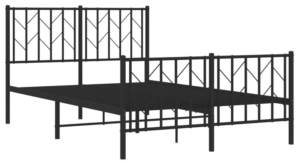 Estrutura de cama com cabeceira e pés 120x190 cm metal preto