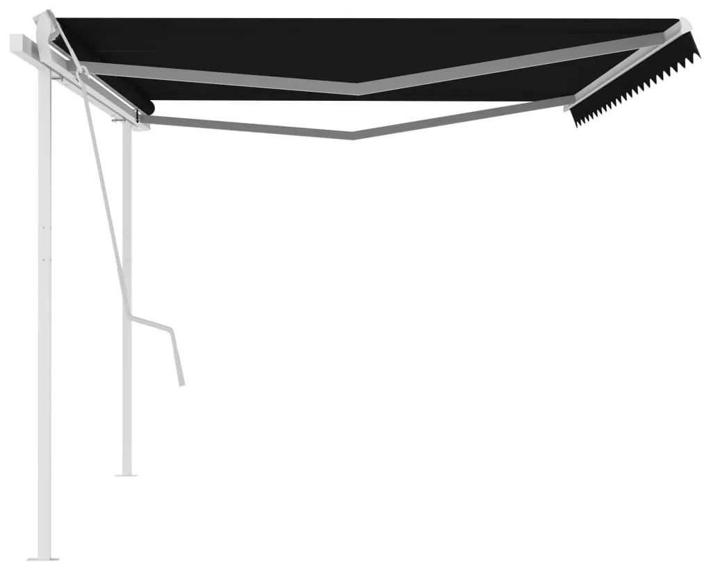 Toldo retrátil manual com postes 5x3 m antracite