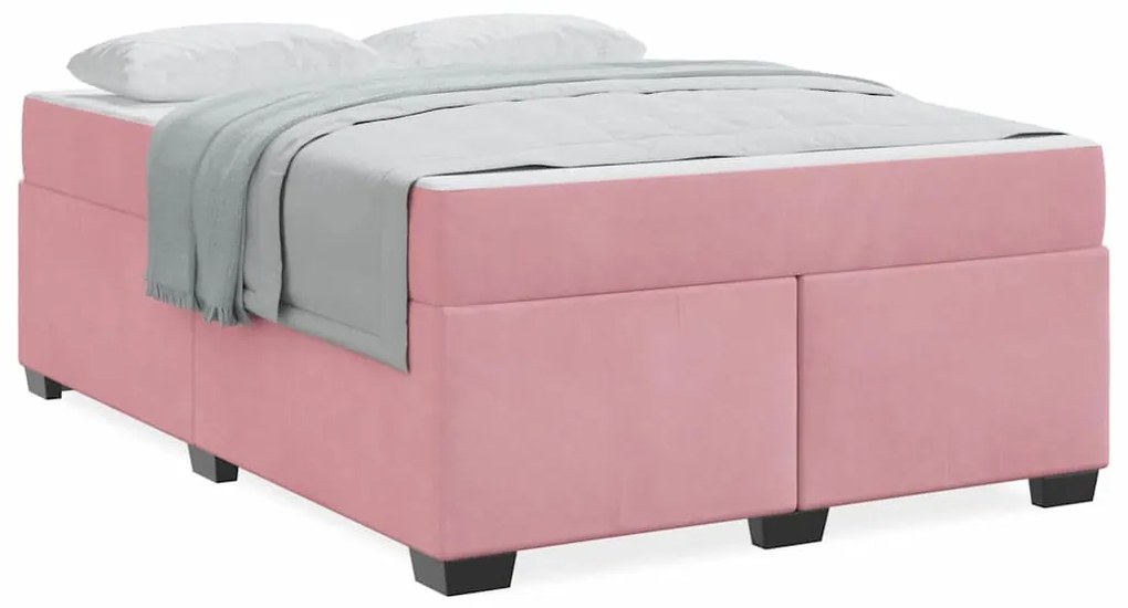 Estrutura de cama com colchão Outros Rosa 160 x 200 cm Veludo