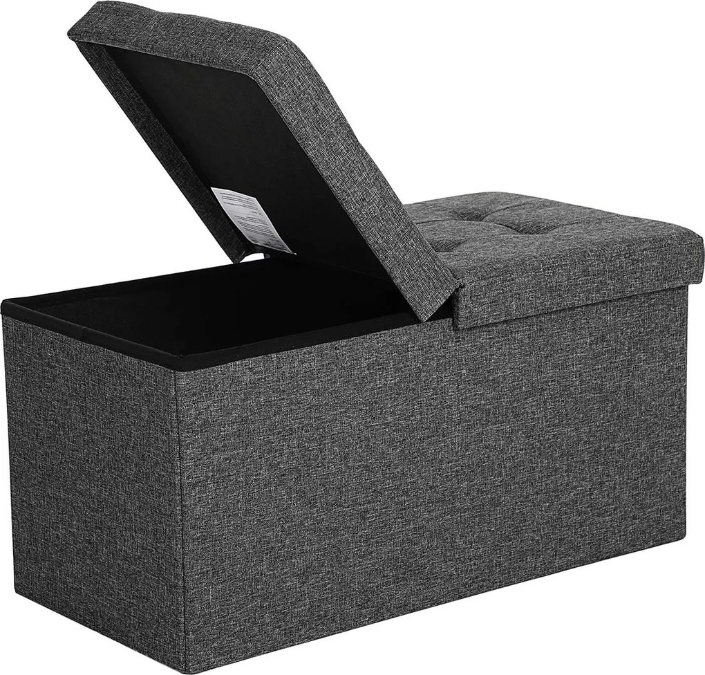 Banco arrumação com tampa articulada 76 x 38 x 38 cm cinzento escuro