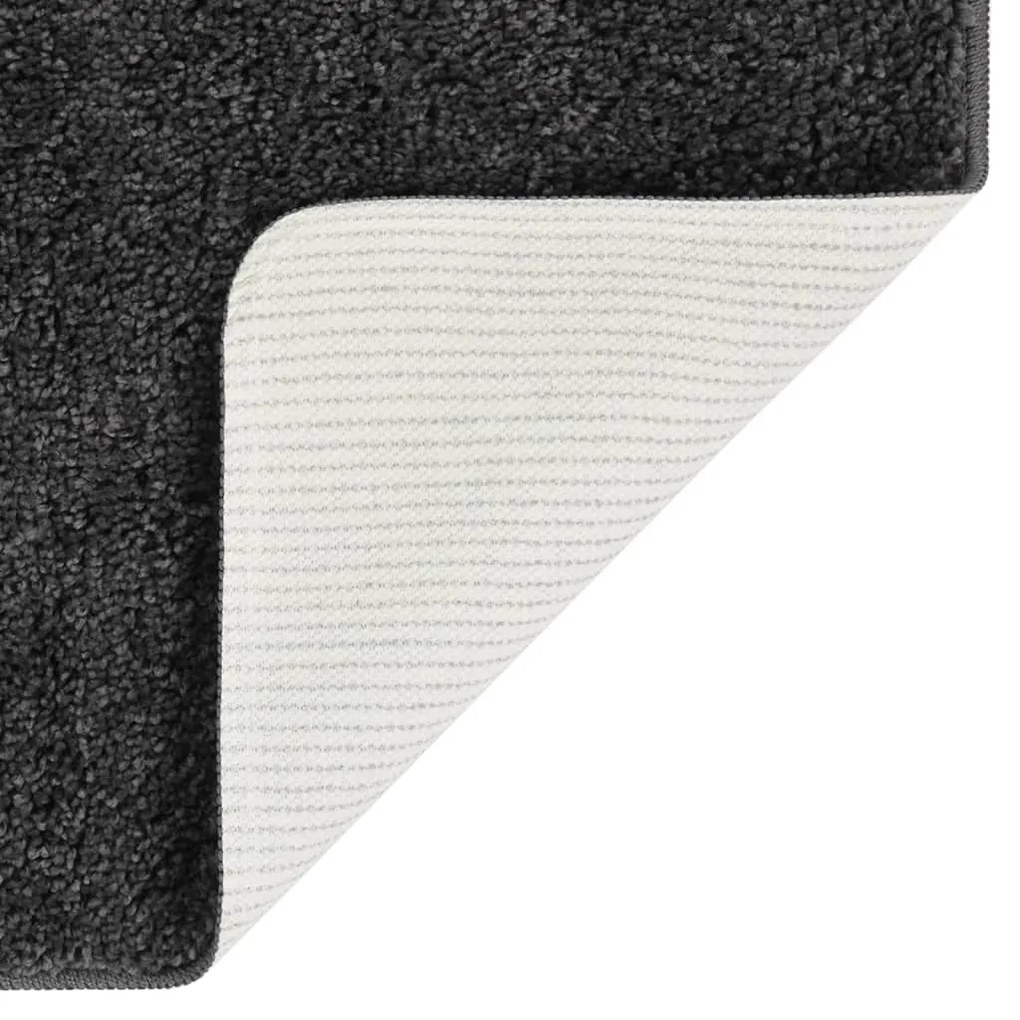Tapete shaggy 80x150 cm antiderrapante cinzento-escuro