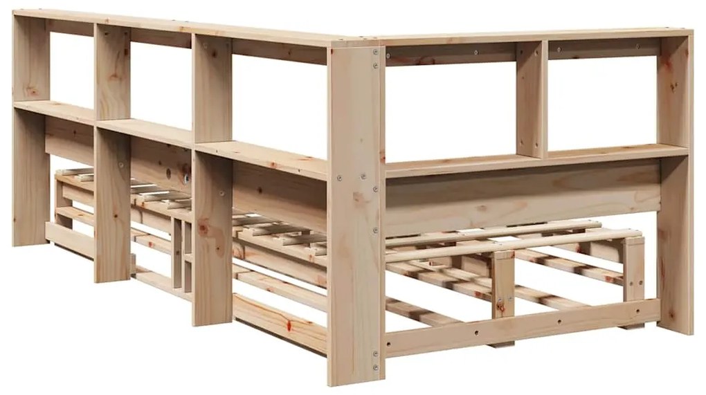 Cama com estante sem colchão 100x200 cm pinho maciço