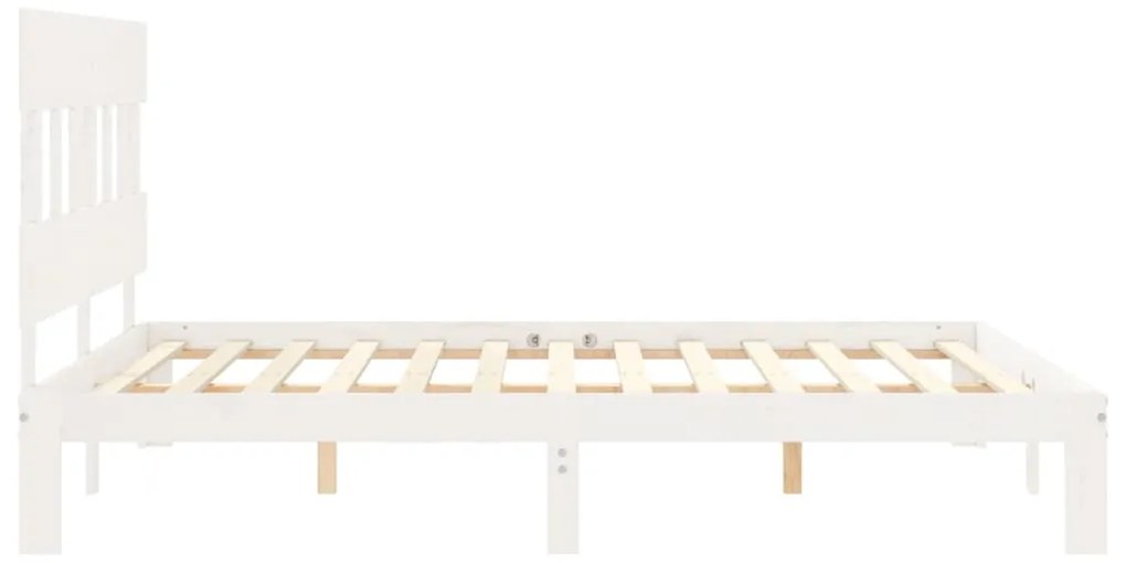 Estrutura de cama King Size com cabeceira madeira maciça branco