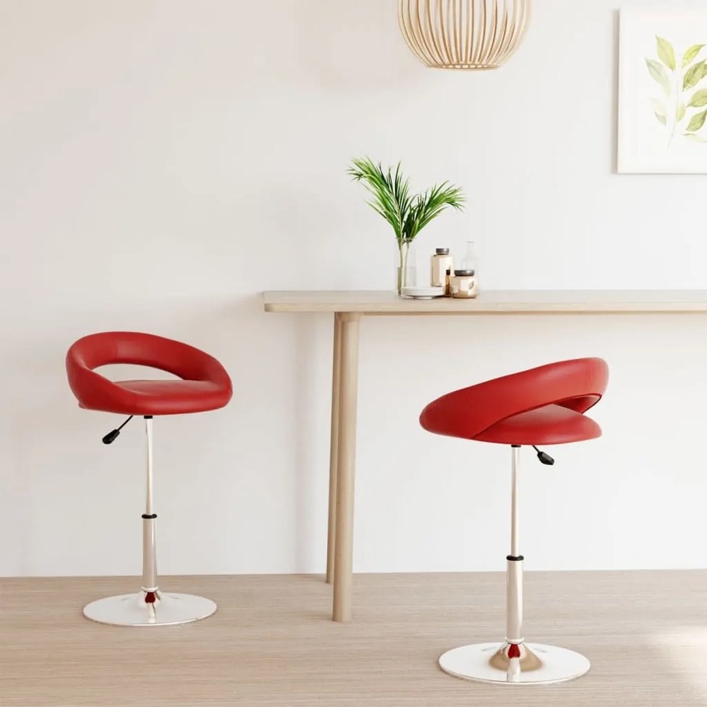 333209 vidaXL Cadeiras jantar giratórias 2pcs couro artificial vermelho tinto