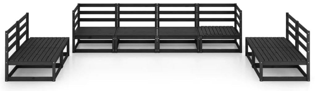 8 pcs conjunto lounge de jardim pinho maciço preto