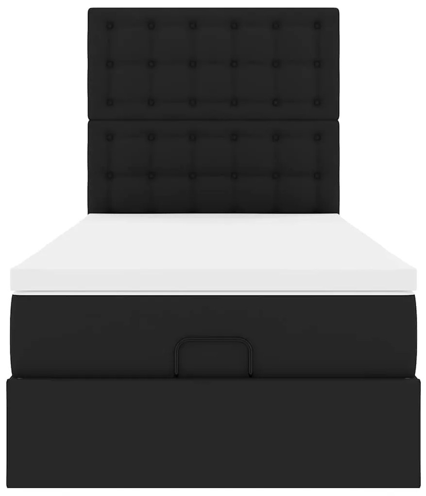 Cama otomana com colchão 80x200 cm couro artificial preto