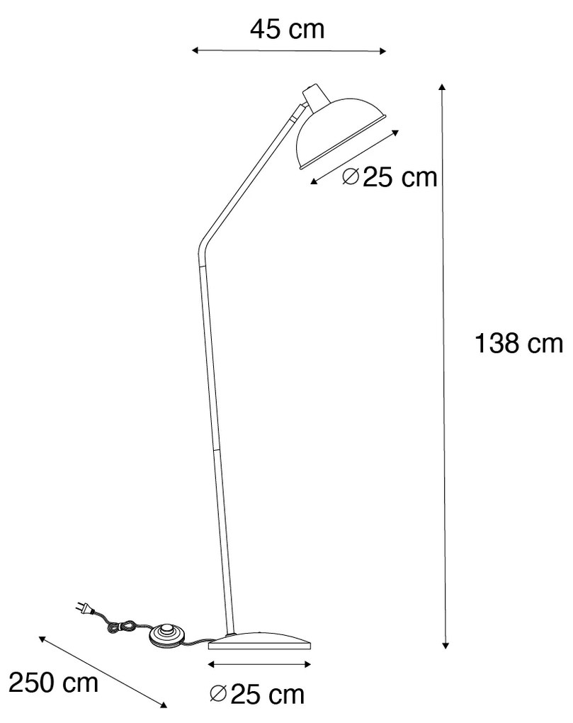 Candeeiro de pé retro preto com bronze - Milou