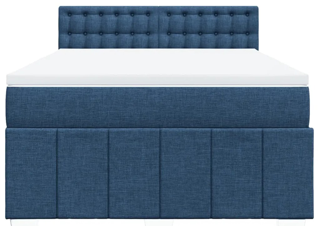 Cama com molas/colchão 160x200 cm tecido azul