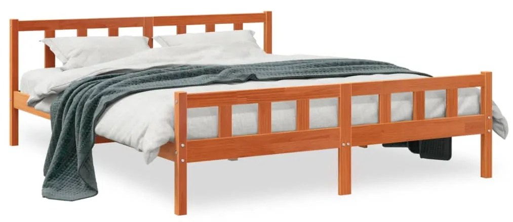 vidaXL Cama sem colchão 180x200 cm pinho maciço castanho-mel