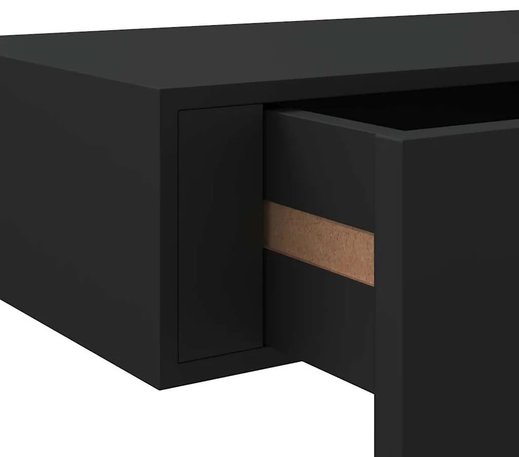 Prateleiras de parede com gavetas 2 pcs MDF 40x23,5x10 cm preto
