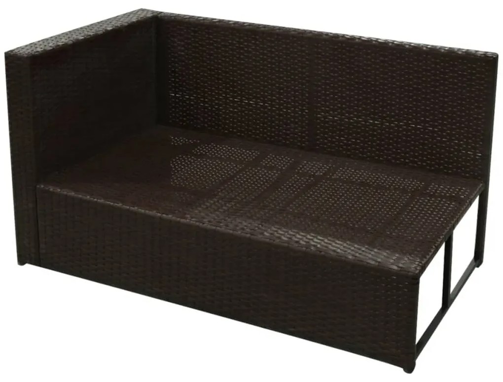 8 pcs conjunto lounge jardim c/ almofadões vime PE castanho