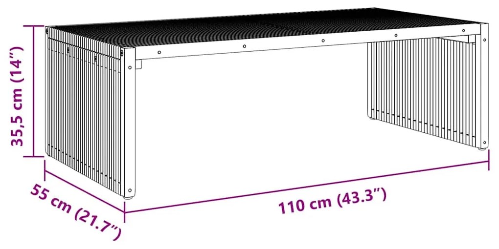 Mesa Lateral do Jardim 110x55x35,5 cm Madeira Maciça Teca