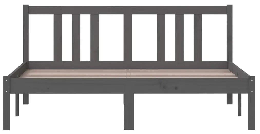 Estrutura de cama 140x200 cm madeira maciça cinzento