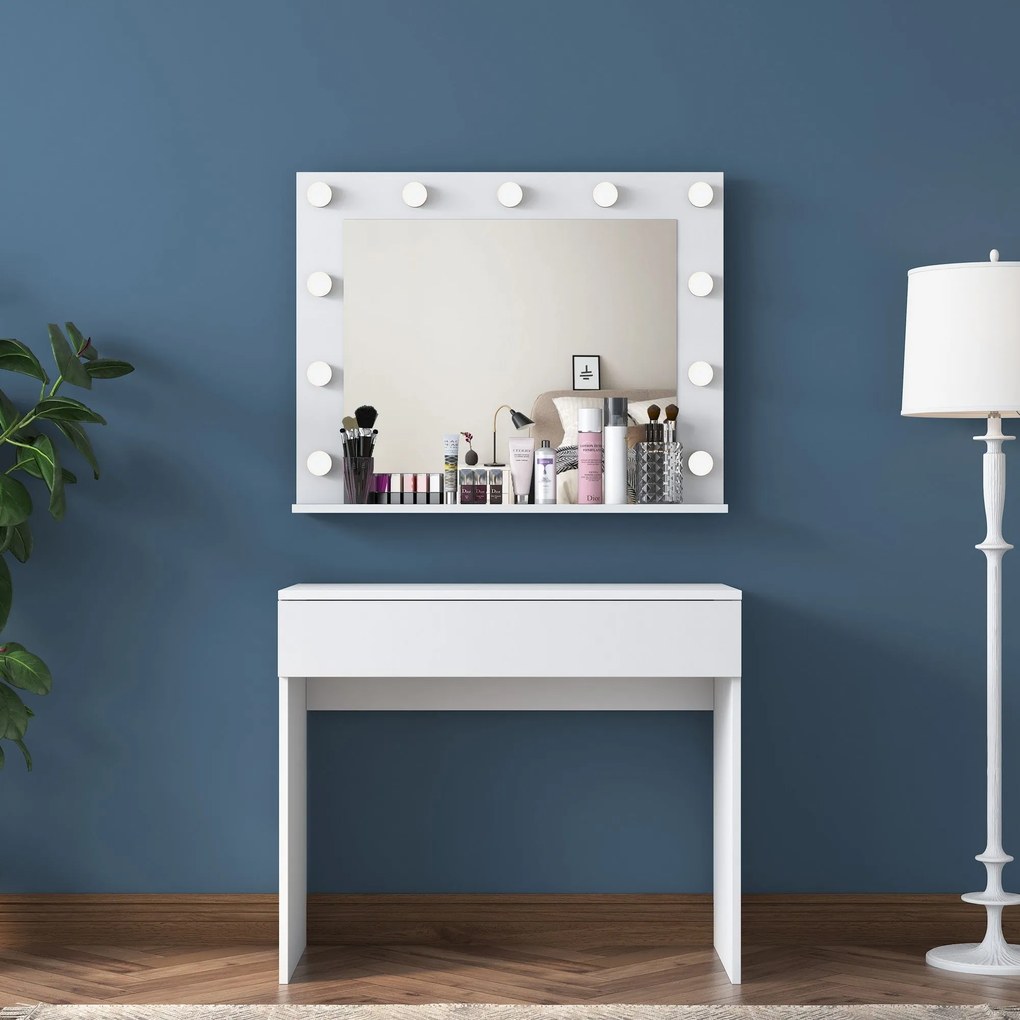 Mesa de Maquilhagem BJ120 – Branco – 90 cm x 76,8 cm x 45 cm