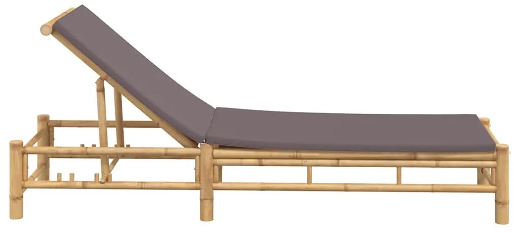 Espreguiçadeira c/ almofadões 55x199x30 cm bambu