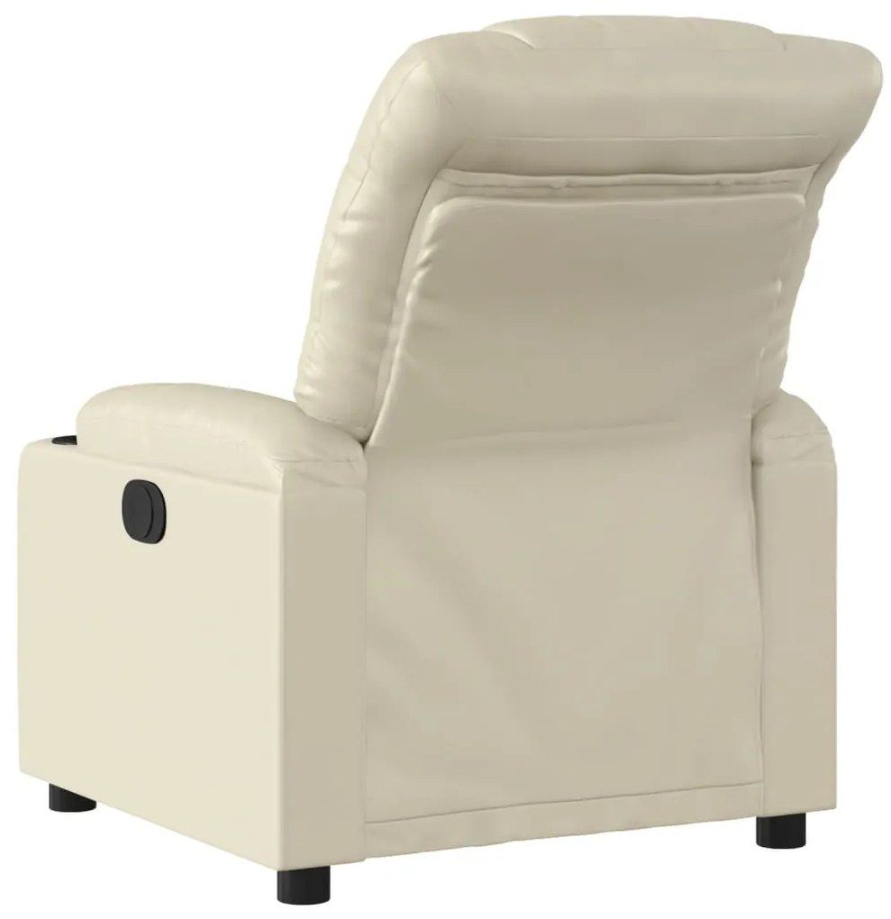 Poltrona reclinável elétrica couro artificial cor creme
