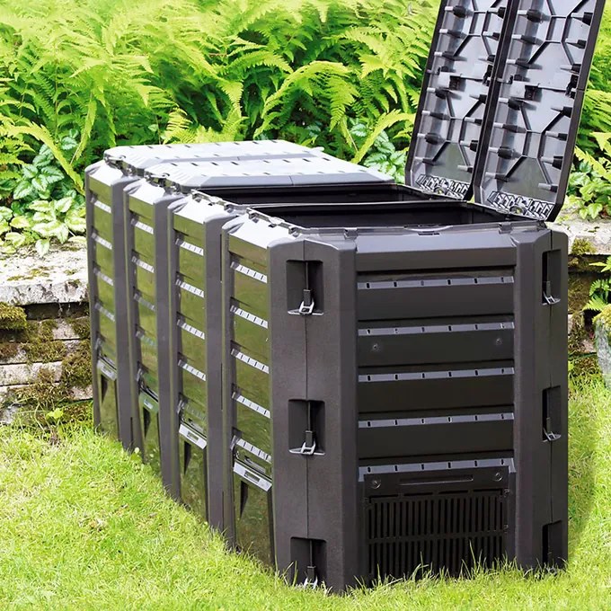 Compostor rápido plástico 1600L 261x72x83cm Preto
