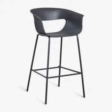 Pack De 2 Bancos Altos De Jardim Em Polipropileno E Aço Alanys Cinza Grafito & ↑75 Cm - Sklum