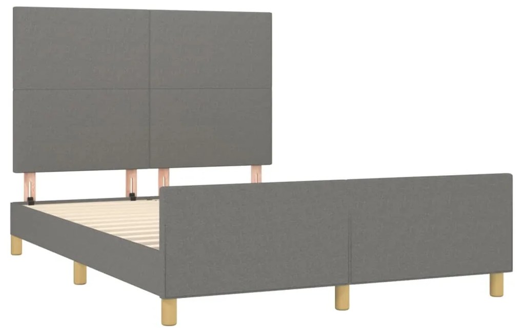 Estrutura de cama sem colchão 140x190 cm tecido cinzento-escuro
