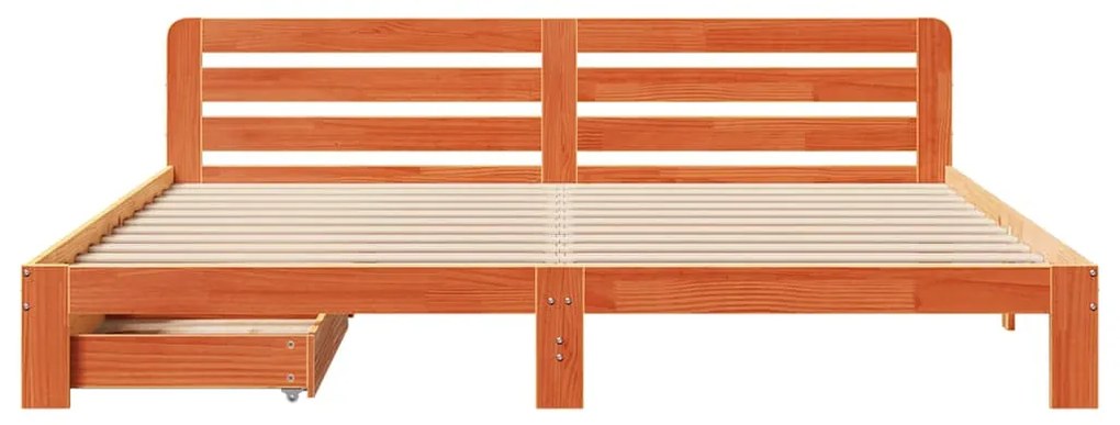 Cama sem colchão 200x200 cm pinho maciço castanho-mel