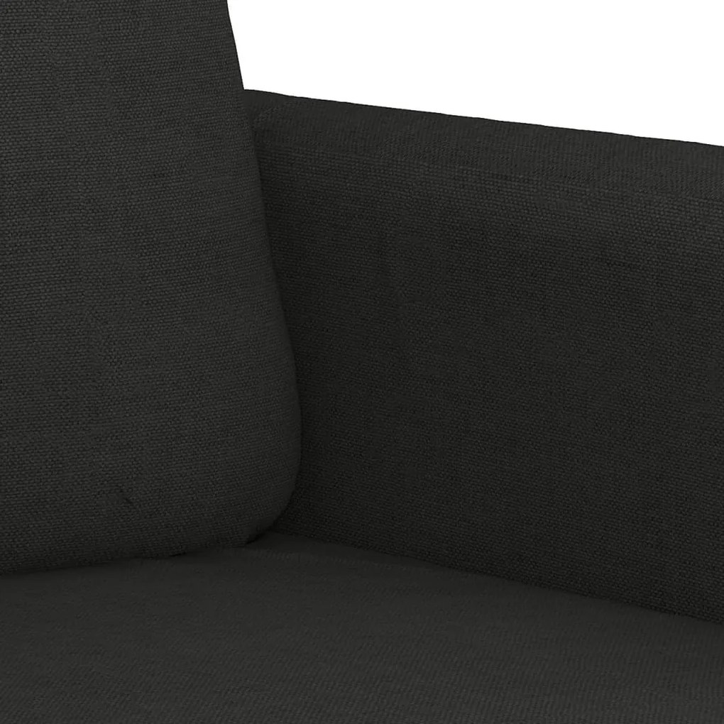 3 pcs conjunto de sofás com almofadas tecido preto