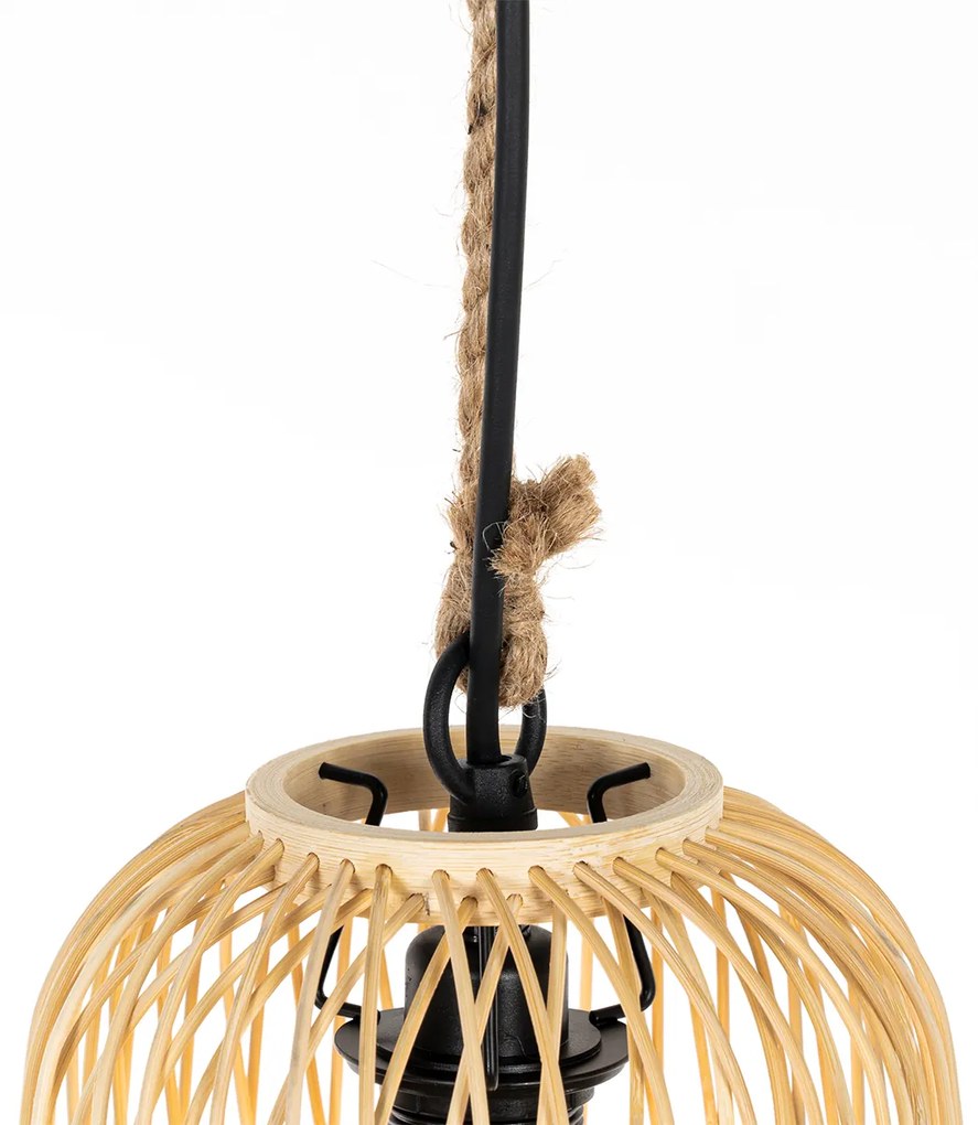 Candeeiro de suspensão rústico para exterior em vime 25 cm - Calamus Rústico