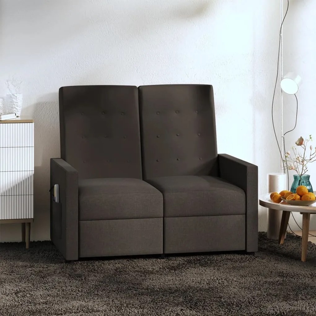 vidaXL Sofá de massagens reclinável 2 lugares tecido castanho